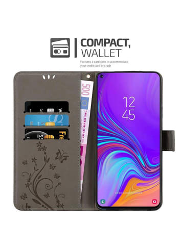 cadorabo Hülle für Samsung Galaxy A8s Blumen Design in FLORAL GRAU