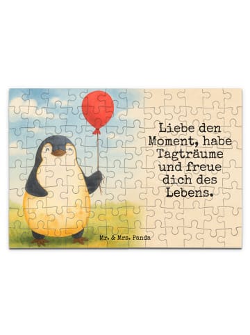 Mr. & Mrs. Panda Puzzle Pinguin Luftballon Design mit Spruch in Weiß