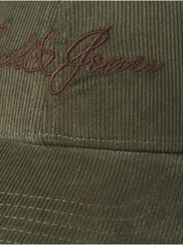 Jack & Jones Cord Baseballkappe mit Stickerei auf der Vorderseite in Olive-2
