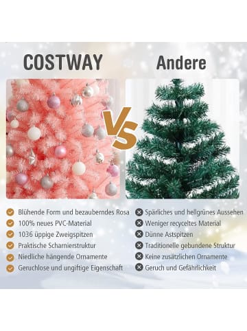 COSTWAY Künstlicher Weihnachtsbaum in Rosa