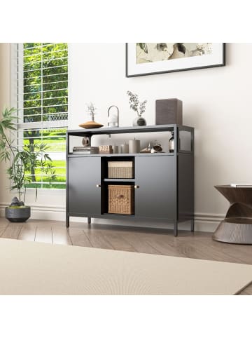 Mein-Regal Sideboard Mesh Kommode mit Schiebetüren  in Schwarz