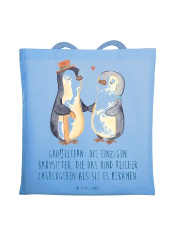 Mr. & Mrs. Panda Jutebeutel Großeltern Babysitter mit Spruch in Sky Blue