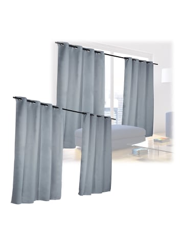 relaxdays 4 x Vorhang in Grau - (B)135 x (H)175 cm