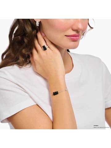 Thomas Sabo Armband Mit Schwarzem Goldbären, Perle Und Stein in silber, schwarz