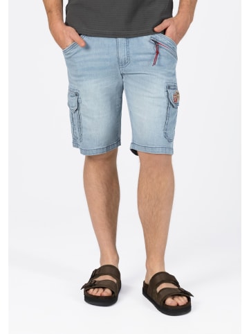 Timezone Denim Jeans Shorts mit Cargo Design und Reißverschlusstasche in Blau