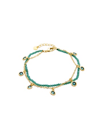 Luxenter Armband mit Smaragd-Zirkonia, 18 Karat Gelbgold-Finish – Zaru
