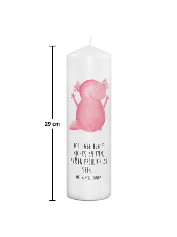 Mr. & Mrs. Panda Stumpenkerze Axolotl Hurra mit Spruch in Weiß