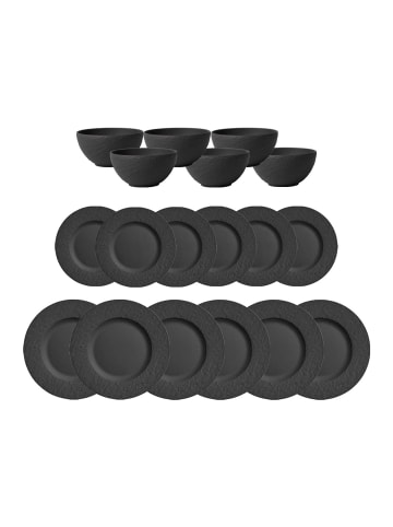 Villeroy & Boch 18-tlg. Tafelservice Manufacture Rock in in schwarz