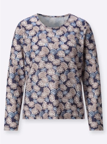 WITT WEIDEN Rundhals-Shirt in sesam-marine-bedruckt