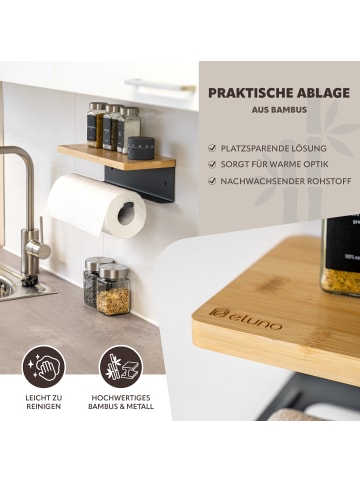 eluno Küchenrollenhalter mit Bambusablage ca. 32 x 9,5 x 13 cm (B/H/T)