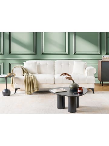 Beliani 3-Sitzer Sofa SKIVE in Weiß/Schwarz - (W) 214 x (H) 88 x (L) 85 cm