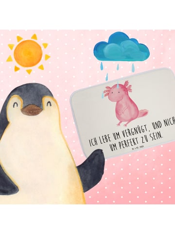 Mr. & Mrs. Panda Badezimmermatte Axolotl Niedlich mit Spruch in Weiß