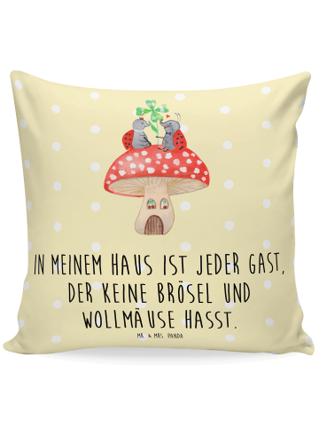 Mr. & Mrs. Panda Kuschelkissen Marienkäfer Fliegenpilz mit Spruch in Gelb Pastell
