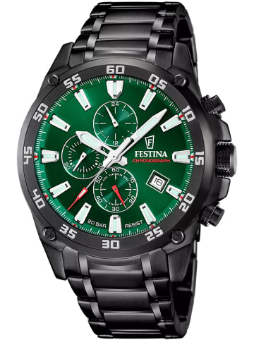 Festina Herrenuhr Chronograph Schwarz/Grün 20 bar