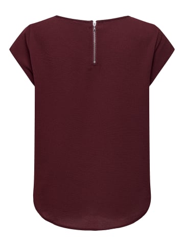 ONLY Einfarbige Kurzarm Bluse T-Shirt Oberteil ONLVIC in Weinrot
