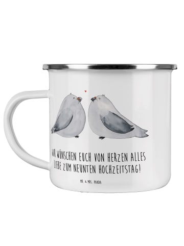 Mr. & Mrs. Panda Tasse 9. Hochzeitstag Keramikhochzeit mit Spruch in Weiß