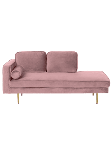 Beliani Chaiselongue MIRAMAS in Rosa/Gold - (W) 171 x (H) 63 x (L) 79 cm