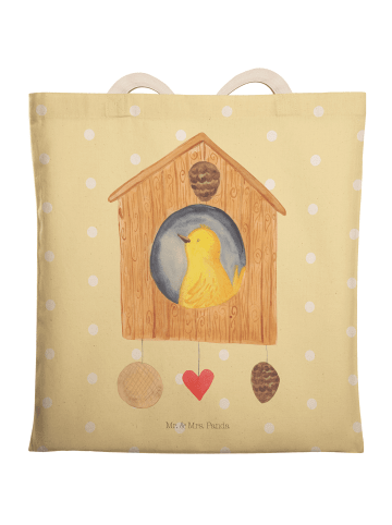 Mr. & Mrs. Panda Schultertasche Vogel Haus ohne Spruch in Gelb Pastell