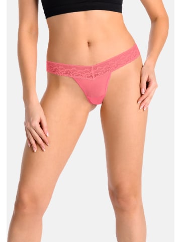 Teyli Mesh Tanga mit floraler Spitze Leo in rosa