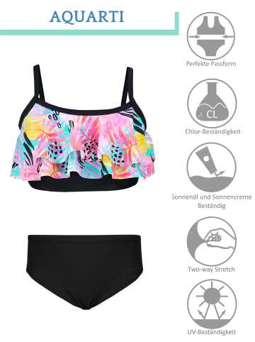 Aquarti Mädchen Bikini Set Zweiteilig Bikinislip Bustier in schwarz/gelb