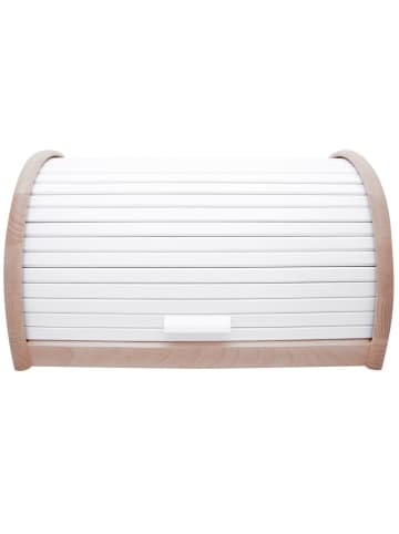 Zeller Rollbrotkasten, Buche in Weiß, 39 x 25 x 21 cm