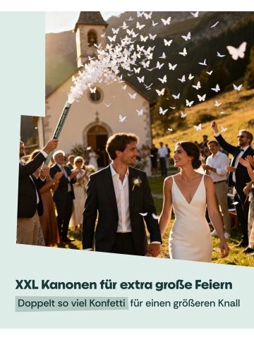 Partyjoker 5er Set XXL Konfettikanonen Schmetterling Weiß – Groß