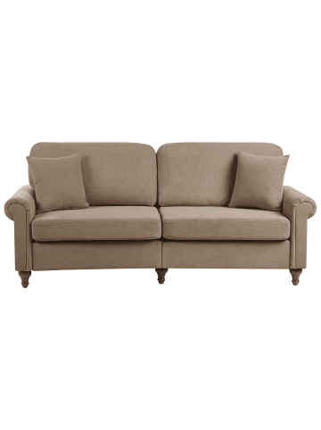 Beliani 3-Sitzer Sofa GINNERUP in Braun - (W) 195 x (H) 84 x (L) 76 cm