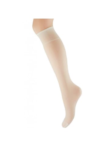 COFI 1453 Damen 2er Pack Kniestrümpfe Elegante Lycra-Kniesocken mit 60 DEN in Cremeweiß