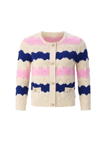 Rich & Royal Strickjacke in beige blau - 0001