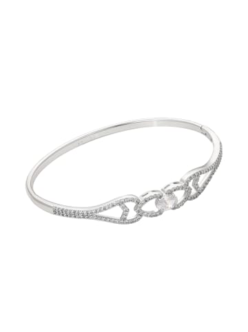 faina Women Crystal-Studded Bangle Bracelet in Silver