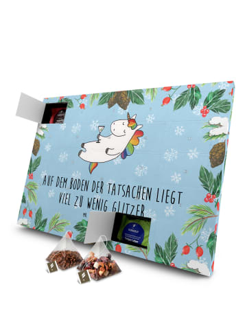 Mr. & Mrs. Panda Adventskalender Einhorn Blümchentail mit Spruch in Eisblau