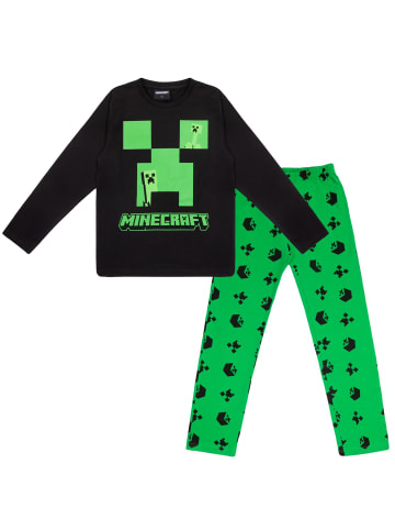 Minecraft Minecraft Creeper Schlafanzug Pyjama Langarm in schwarz