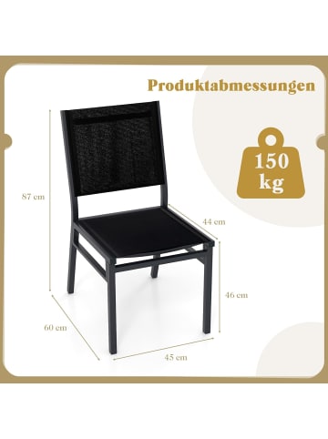 COSTWAY Gartenstuhl Alu 2er Set in Schwarz