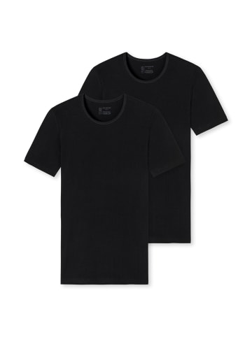 Schiesser T-Shirt 2er Pack in Schwarz