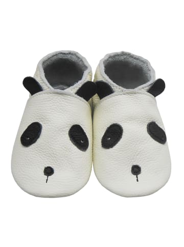 Yalion Leder-Krabbelschuhe "Panda" in Weiß