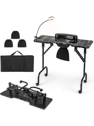 COSTWAY Maniküretisch klappbar in Schwarz