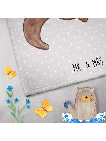 Mr. & Mrs. Panda Gästehandtücher Otter Blumenstrauß ohne Spruch in Grau Pastell