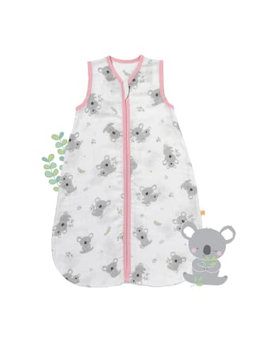 Schlummersack Musselin Babyschlafsack, 0.5 TOG in Rosa-Weiß