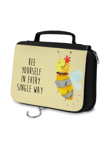 Mr. & Mrs. Panda Kosmetiktasche Biene Blume mit Spruch in Gelb Pastell