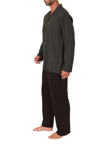 NORMANN Langarm Schlafanzug Pyjama zum durchknöpfen - 86537 in braun