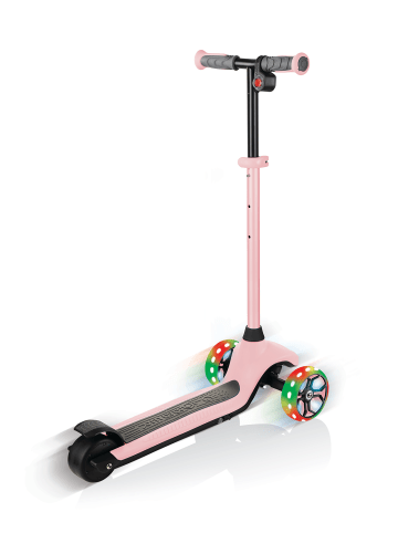GLOBBER Kinder E-Scooter ONE K E-MOTION 4 PLUS in pastellrosa, mit Leuchtrollen