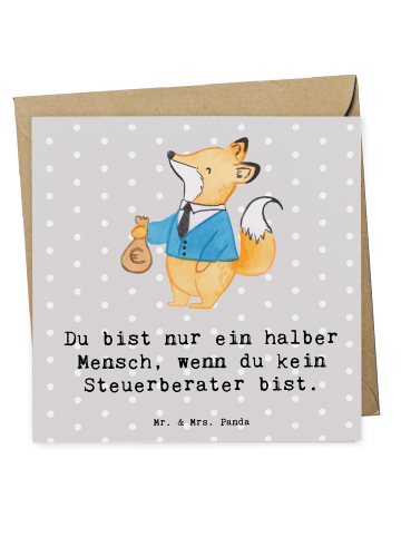 Mr. & Mrs. Panda Deluxe Karte Steuerberater Herz mit Spruch in Grau Pastell