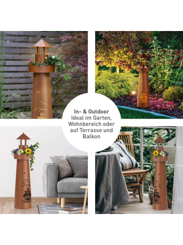 Garvida LED-Dekosäule Leuchtturm 70cm 3V braun mit Timer Braun