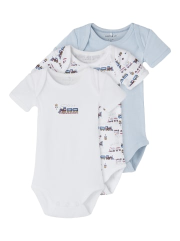 name it kurzarm Baby Bodys im 3er Pack Zug Motiv Heather 62