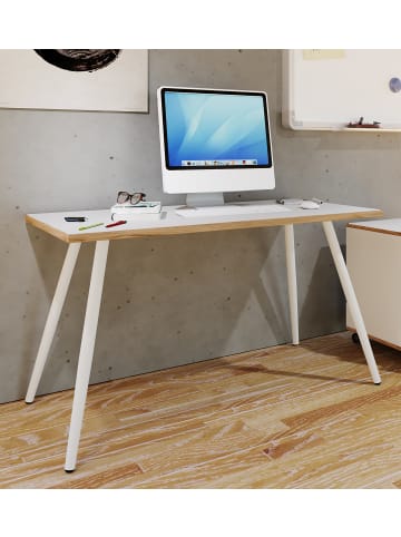 VCM  Schreibtisch Bürotisch Computertisch Salia 110x80 in Weiß / Honig-Eiche