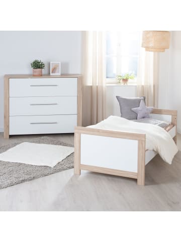 roba Babybett Malo höhenverstellbar 70 x 140 cm - weiß/Eiche