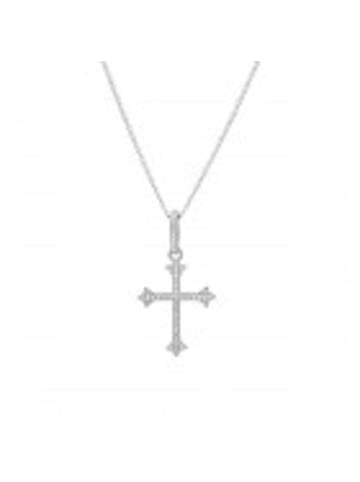Alexander York Kette mit Anhänger KREUZ mit Zirkonia in 925 Sterling Silber, 2-tlg. in silber