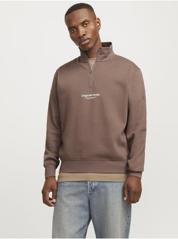 Jack & Jones Sweatshirt mit halbem Reißverschluss in Deep Taupe