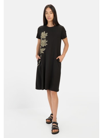 Camel Active Kurzes T-Shirt-Kleid mit Blumenprint in Schwarz