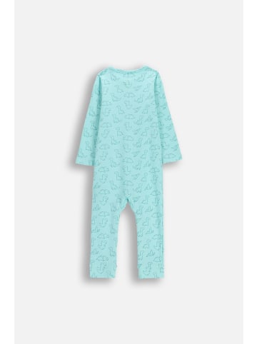 Coccodrillo Baumwollstrampler mit langen Ärmeln in türkis